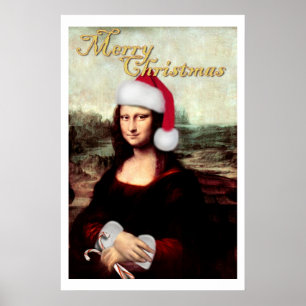 Mona Lisa Santa Hut Weihnachten Poster