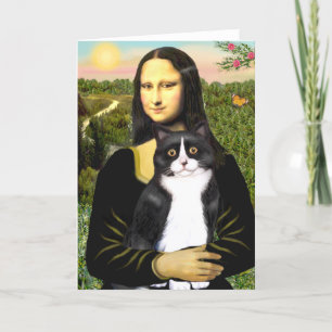 Mona Lisa - schwarz-weiße Katze Karte