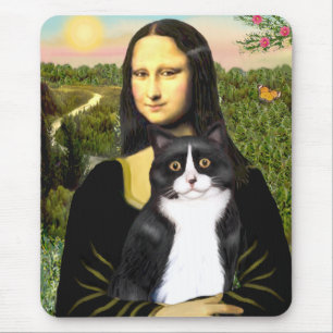 Mona Lisa - schwarz-weiße Katze Mousepad