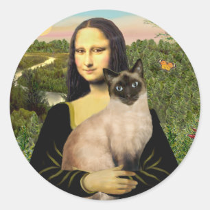 Mona Lisa - Seal Point Siamese Katze Runder Aufkleber