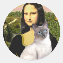 Mona Lisa - Siamesen 24 (blauer Punkt) Runder Aufkleber