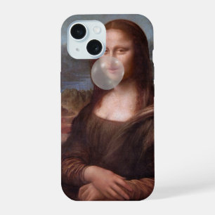 Mona Lisa soufflant du chewing-gum gris
