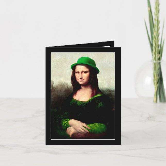 Mona Lisa St. Patrick's Day Clover Karte (Vorderseite)