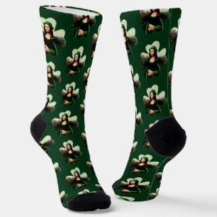 Mona Lisa St. Patrick's Day Kleeblatt Socken
