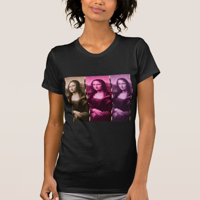 Mona Lisa Tierdruck-lila rosa Schokolade T-Shirt (Vorderseite)