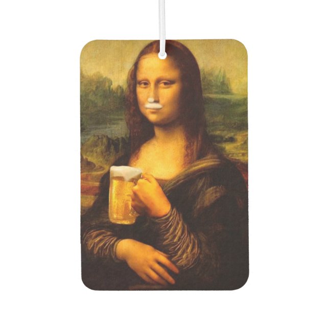 Mona Lisa trinkt Bier Liebhaber Autolufterfrischer (Vorderseite)