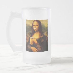Mona Lisa trinkt Bier Liebhaber Mattglas Bierglas