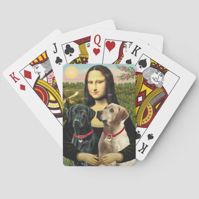 Mona Lisa und ihr Black Lab & Gelbe Labrador Spielkarten (Rückseite)