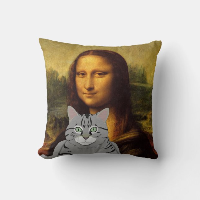 Mona Lisa und ihr Katze Kissen (Vorderseite)