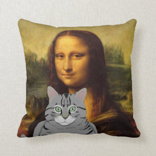 Mona Lisa und ihr Katze Kissen