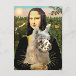 Mona Lisa und ihr Llama Postkarte