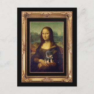 Mona Lisa und ihr Rottweiler Postkarte