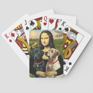 Mona Lisa und ihr schwarzer Labrador und gelber La Spielkarten