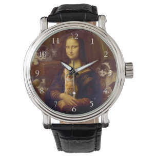 Mona Lisa und ihre Katze Armbanduhr