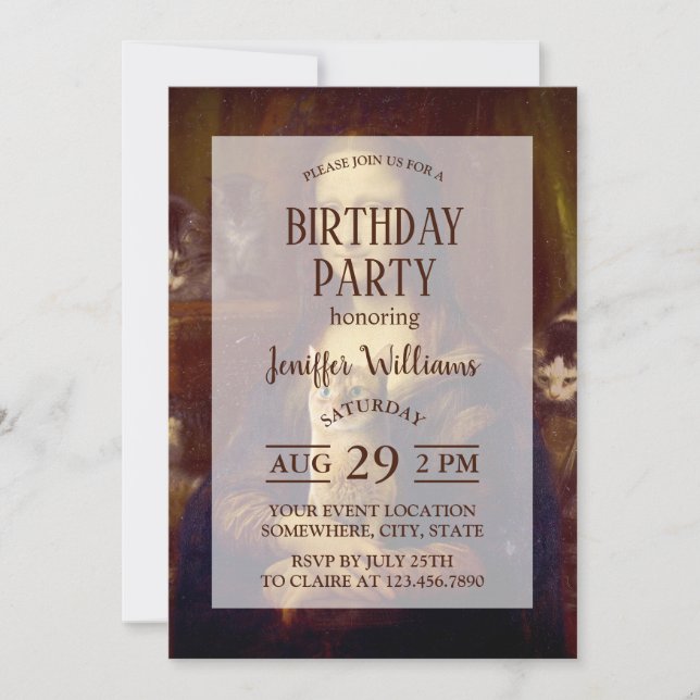 Mona Lisa und ihre Katze Einladung (Vorderseite)