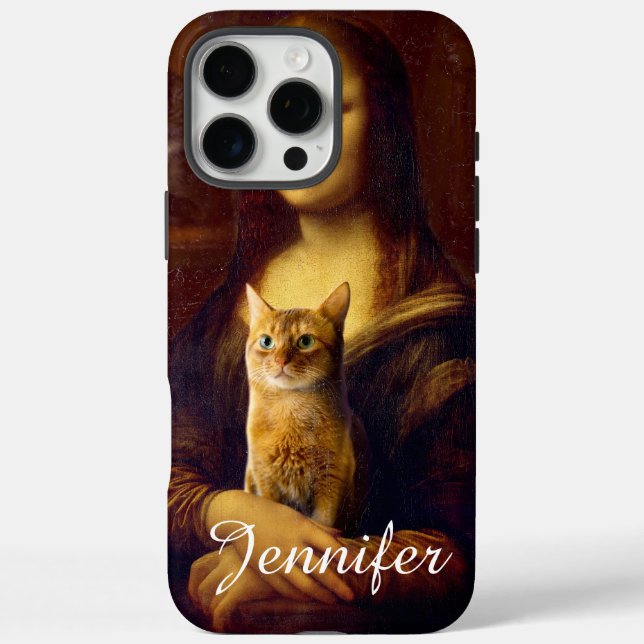 Mona Lisa und ihre Katze iPhone 16 Pro Max Hülle (Rückseite)