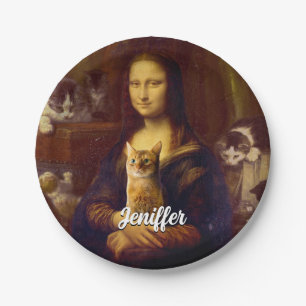 Mona Lisa und ihre Katze Pappteller