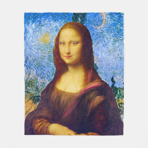 Mona Lisa und Van Gogh Fleecedecke