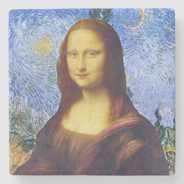 Mona Lisa und Van Gogh Steinuntersetzer (Vorderseite)