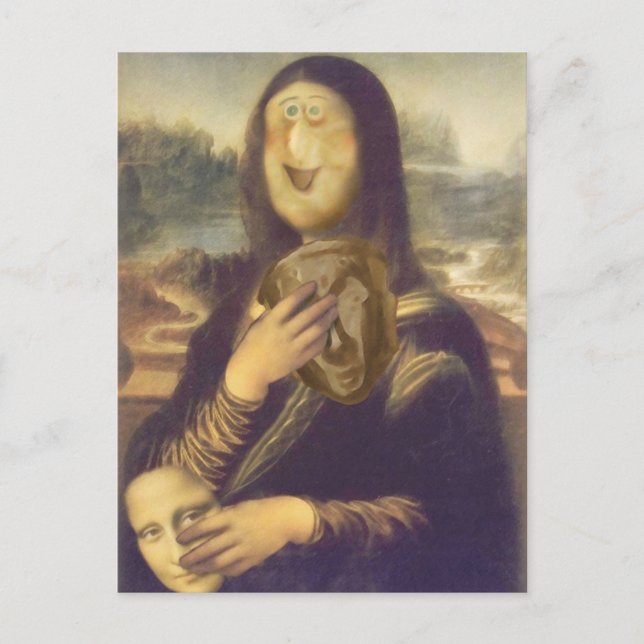 Mona Lisa Unentschlossen Postkarte (Vorderseite)