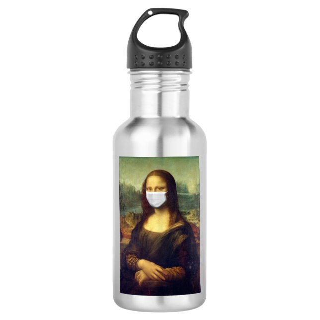 Mona Lisa Via Corona Virus Edelstahlflasche (Vorderseite)