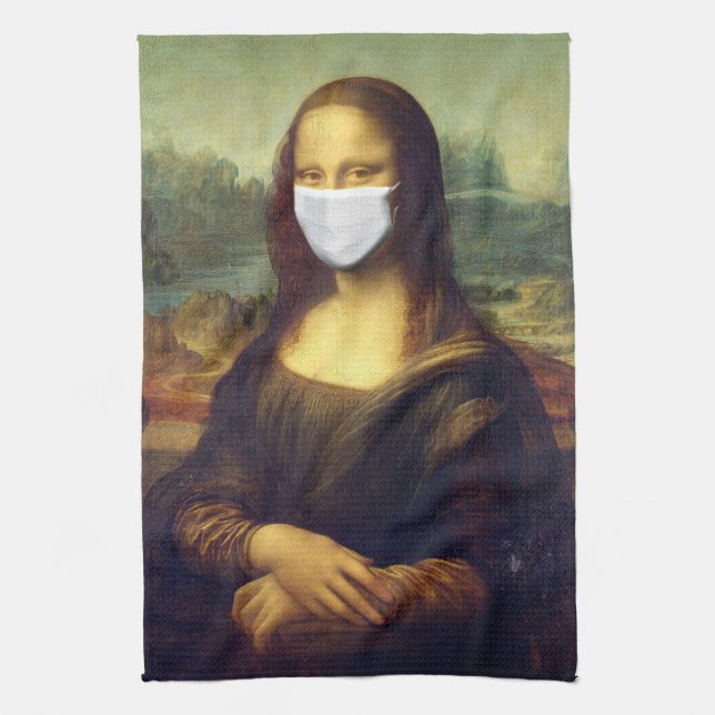 Mona Lisa Via Corona Virus Geschirrtuch (Vertikal)
