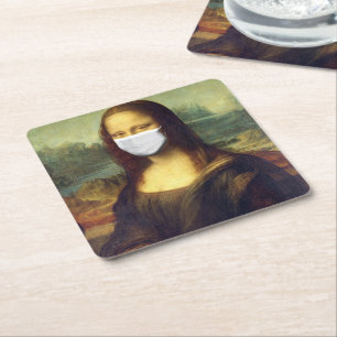Mona Lisa Via Corona Virus Rechteckiger Pappuntersetzer
