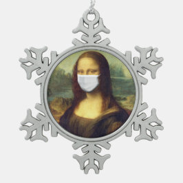 Mona Lisa Via Corona Virus Schneeflocken Zinn-Ornament