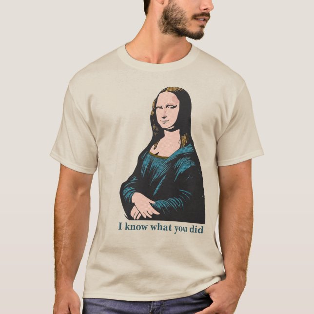 Mona Lisa Warhol Style Smug Humorvolles Comic Book T-Shirt (Vorderseite)