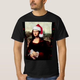 Mona Lisa Weihnachtsmannmütze Weihnachten T-Shirt
