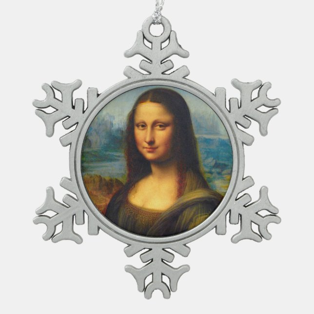 Mona Lisa Weihnachtsverzierung Schneeflocken Zinn-Ornament (Vorderseite)