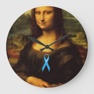 Mona Lisa With Blue Ribbon Große Wanduhr