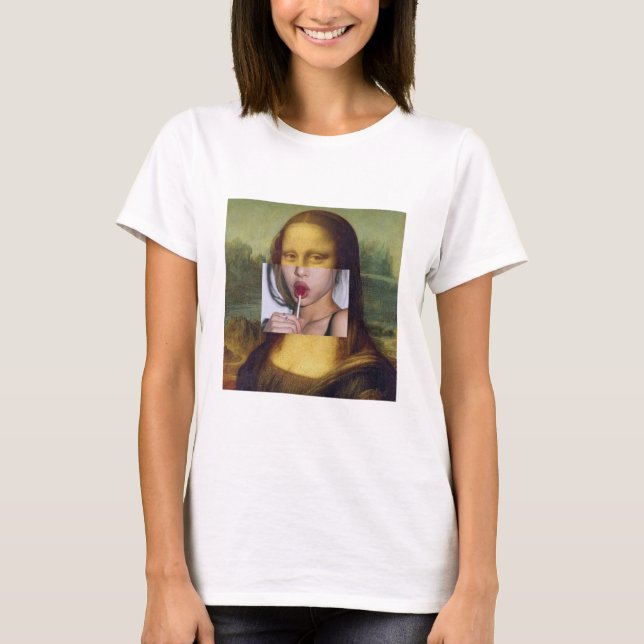Mona lisa with lollipop t-shirt with colored (Vorderseite)