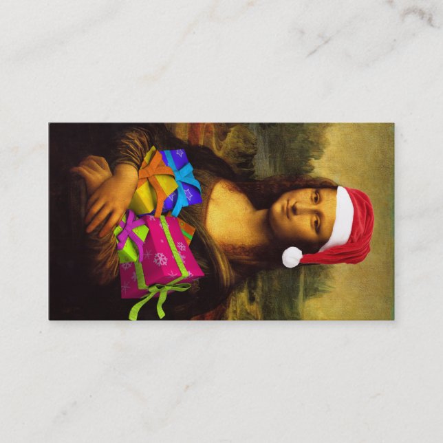 Mona Lisa wünscht frohe Weihnachten Visitenkarte (Vorderseite)