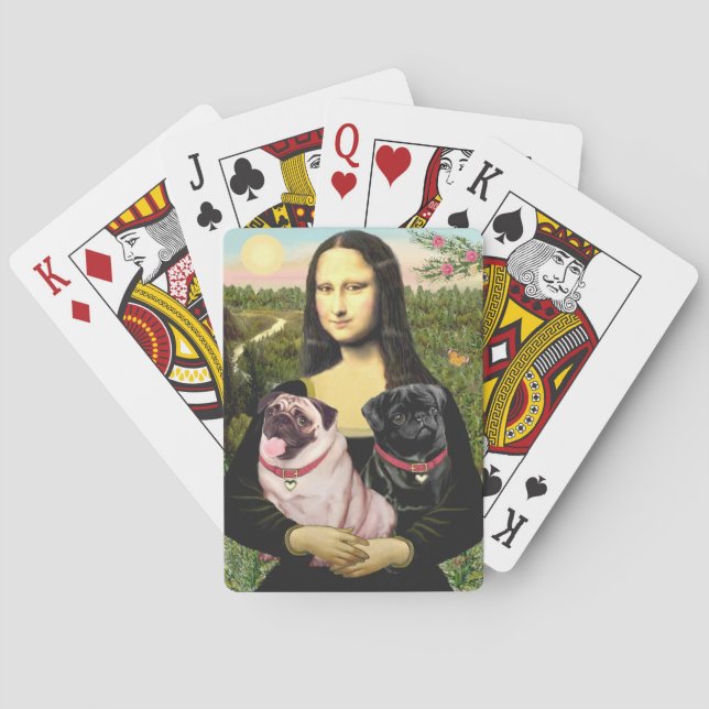 Mona Lisa - zwei Möpsen Spielkarten (Rückseite)