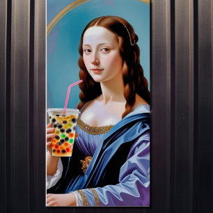 Mona Lisas Bubble-Tea-Moment – Hochglanzposter Poster