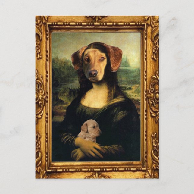 Mona Lisa's Dog - Golda Lisa - Berühmtes Portrait Postkarte (Vorderseite)