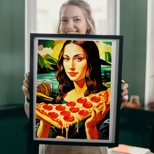 Mona Lisas Pizza-Moment - Glossy Poster