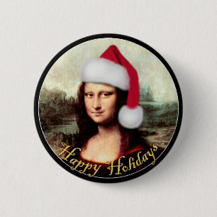 Mona Lisas Weihnachtszeit-Weihnachtsmannmütze Button