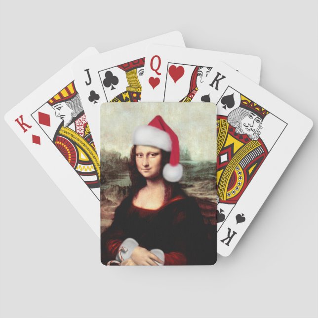 Mona Lisas Weihnachtszeit-Weihnachtsmannmütze Spielkarten (Rückseite)