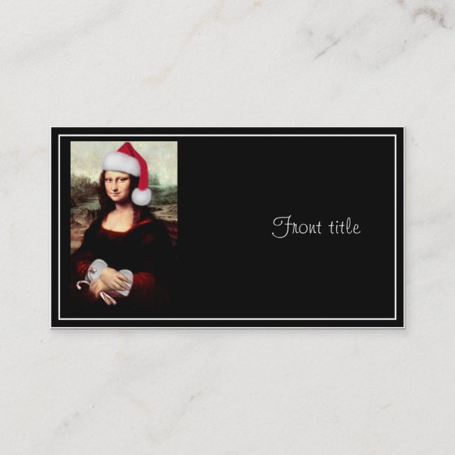 Mona Lisas Weihnachtszeit-Weihnachtsmannmütze Visitenkarte (Vorderseite)