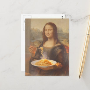 Mona und ihr Spaghetti-Abendessen Postkarte