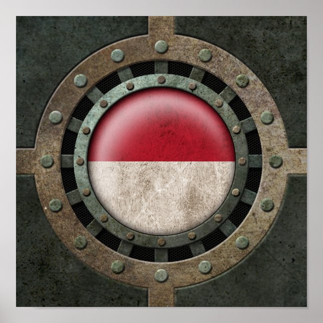 Monacan Flag Disc Graphic aus Industriestahl Poster (Vorne)