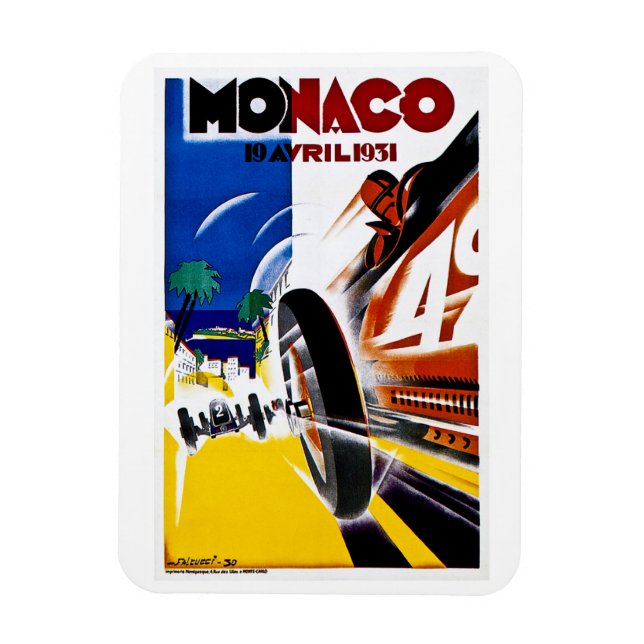 Monaco 1931 Grand Prix Vintag Race Poster Magnet (Vertikal)