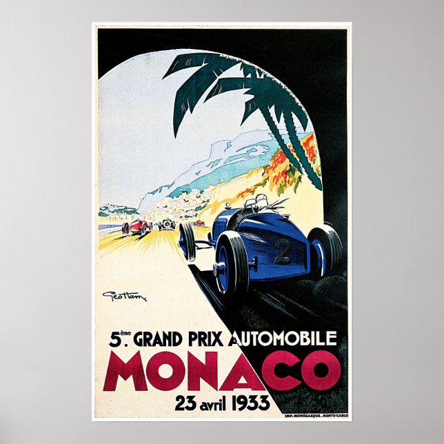 MONACO 1933 Grand Prix Automobile von Geo Ham Race Poster (Vorne)