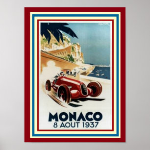 Monaco 8. August 1937 Poster 12 x 16