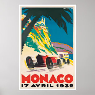 Monaco Art Rennwagen Poster Motorsport 1932 Druck