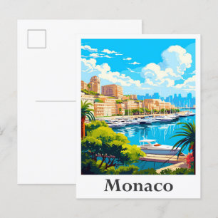 Monaco Art Vintage Reiseillustration Postkarte
