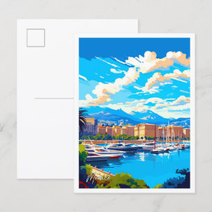 Monaco Art Vintage-Reiseillustration Postkarte