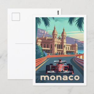 Monaco Circuit Vintag Berühmter Reiseort Postkarte